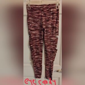 Eye Candy Women's Maroon and White Cropped Pants